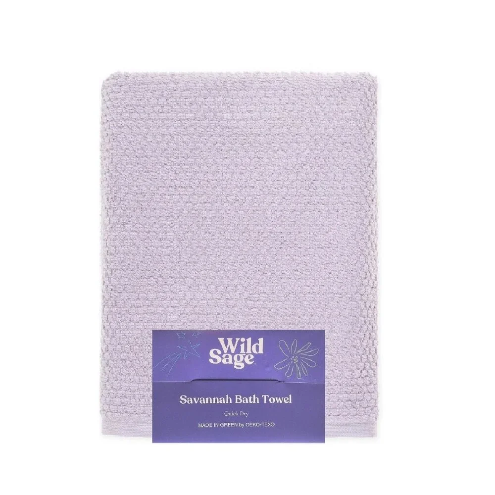 new LAVENDER Wild Sage Savannah 90% Cotton Towel Set BATH + HAND + WASHCLOTH